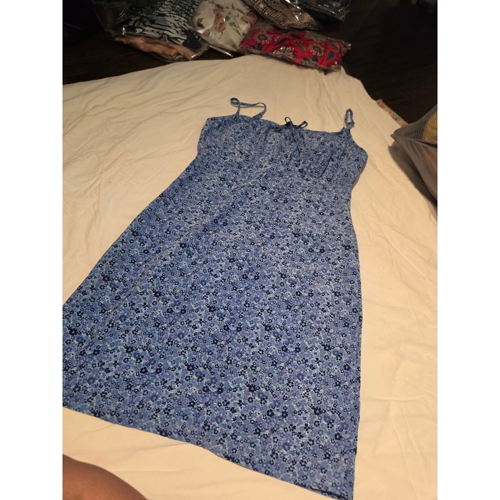 DBY Ltd Vintage Y2K Blue Floral Mini Dress Spaghetti Strap Size 5